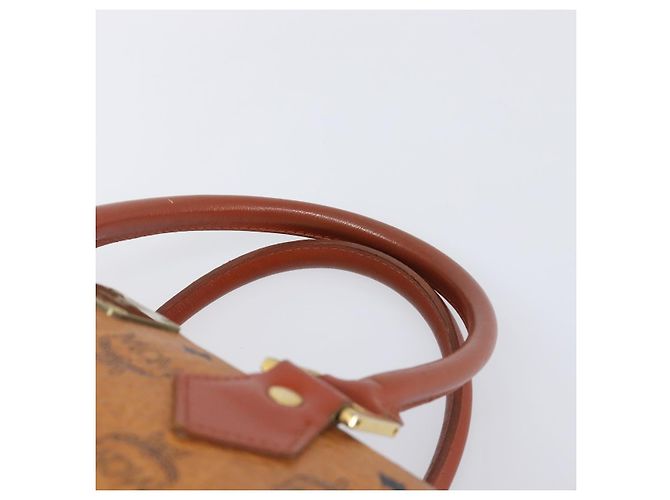 Bolsa MCM Vicetos Logogram Mini Boston Bag PVC Leather Brown Gold Auth ki6815 Marrom Dourado - vista 8