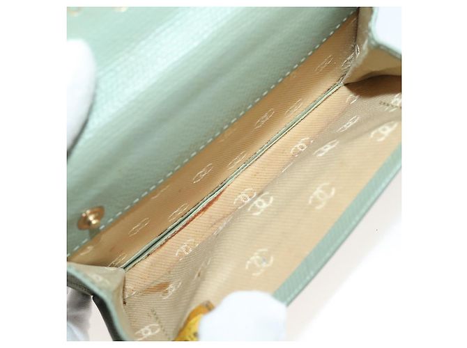 Porte-cartes CHANEL Cuir Vert Or CC Auth 204781 Doré - vue 10