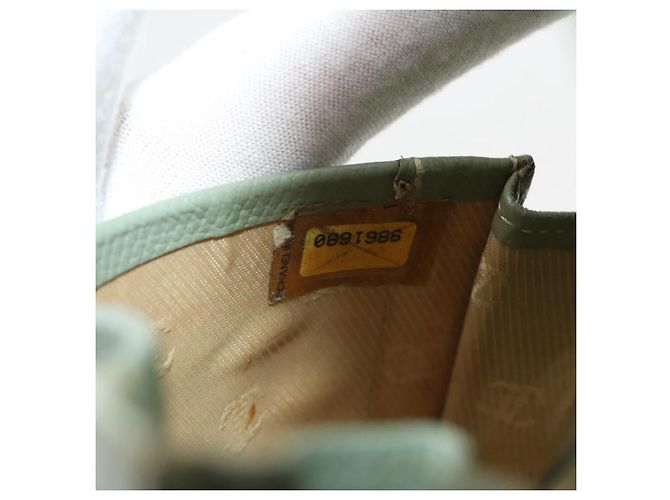 Porte-cartes CHANEL Cuir Vert Or CC Auth 204781 Doré - vue 12
