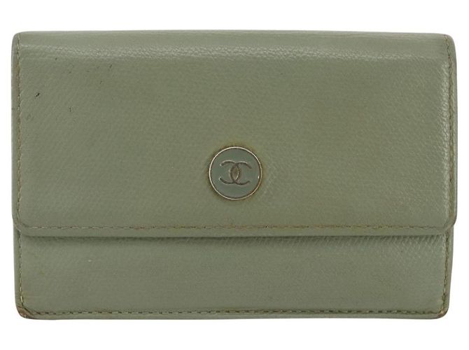 Porte-cartes CHANEL Cuir Vert Or CC Auth 204781 Doré - vue 13