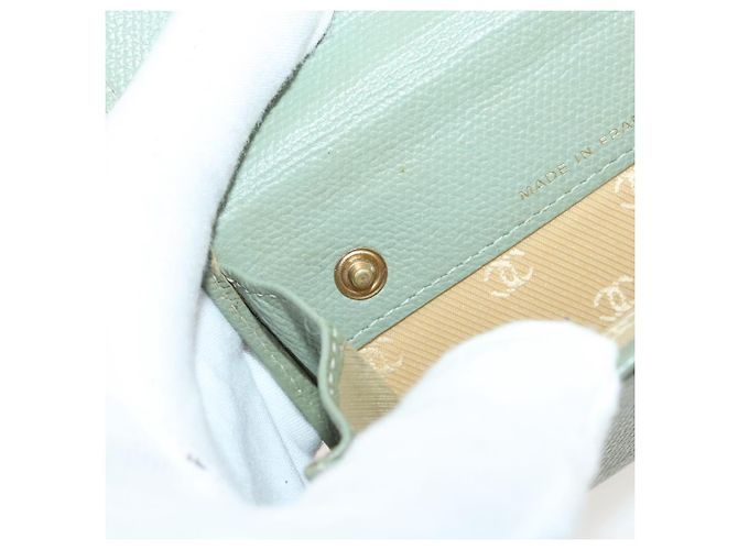 Porte-cartes CHANEL Cuir Vert Or CC Auth 204781 Doré - vue 20