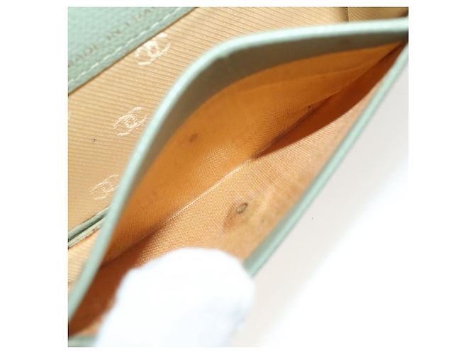 Porte-cartes CHANEL Cuir Vert Or CC Auth 204781 Doré - vue 21