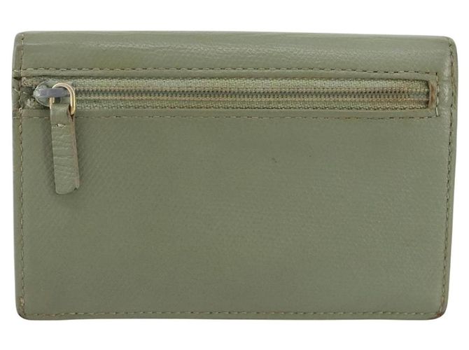 Porte-cartes CHANEL Cuir Vert Or CC Auth 204781 Doré - vue 3