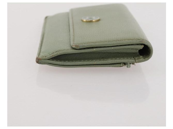 Porte-cartes CHANEL Cuir Vert Or CC Auth 204781 Doré - vue 4