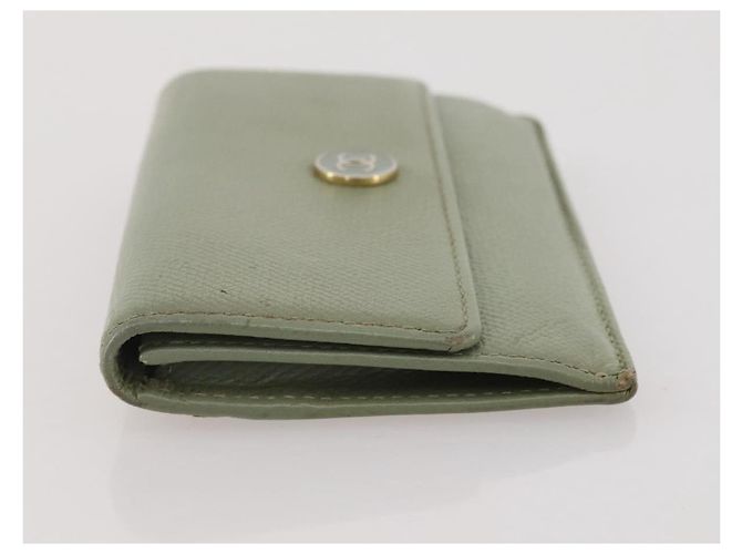 Porte-cartes CHANEL Cuir Vert Or CC Auth 204781 Doré - vue 5
