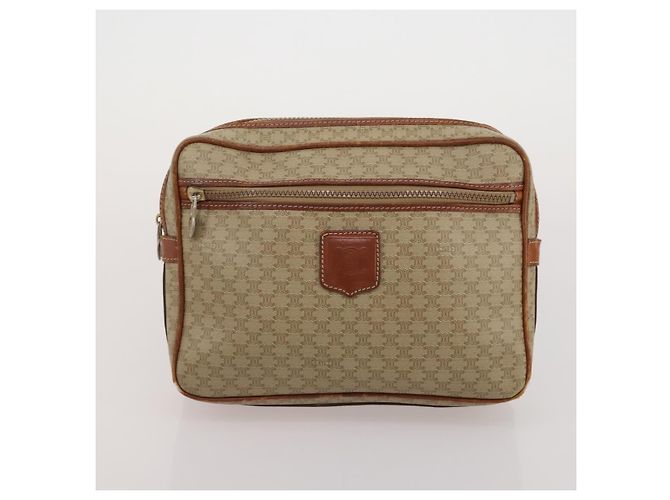 Céline Bolso de hombro CELINE Macadam Canvas PVC Leather 3 Set Brown Beige Auth 203379 Castaño - vista 10