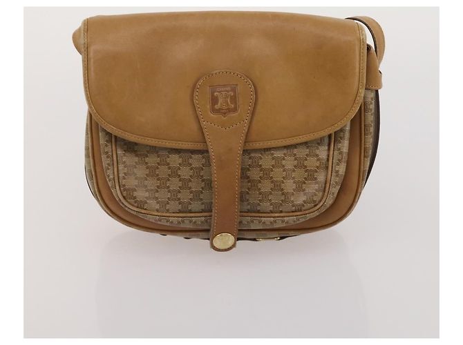 Céline Bolso de hombro CELINE Macadam Canvas PVC Leather 3 Set Brown Beige Auth 203379 Castaño - vista 17