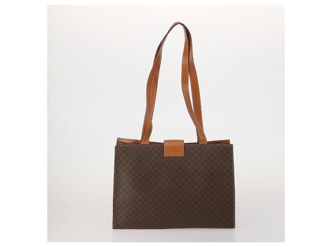Céline Bolso de hombro CELINE Macadam Canvas PVC Leather 3 Set Brown Beige Auth 203379 Castaño - vista 3