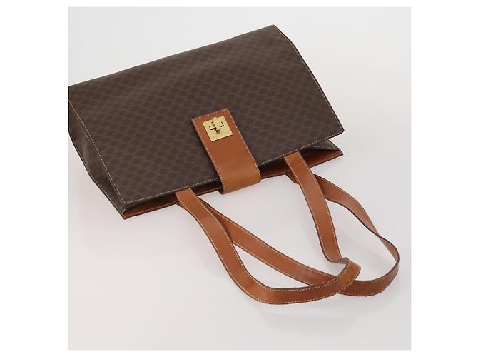 Céline Bolso de hombro CELINE Macadam Canvas PVC Leather 3 Set Brown Beige Auth 203379 Castaño - vista 5