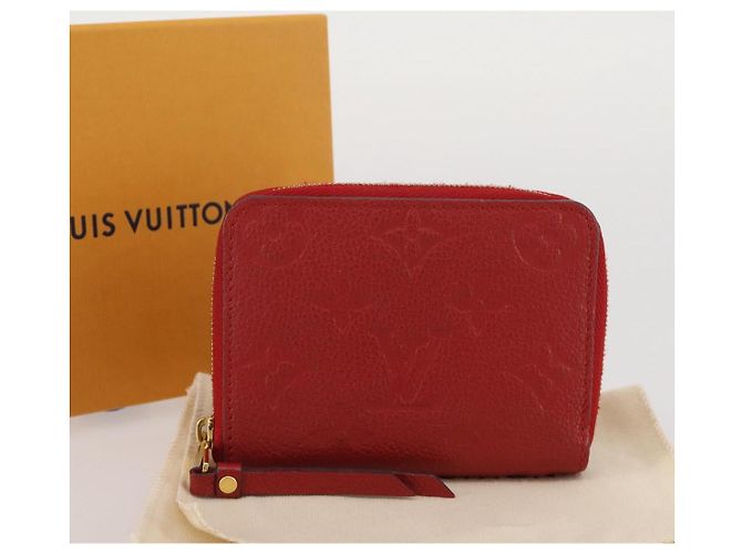 LOUIS VUITTON Monogram Empreinte Zippy Coin Purse Wallet Red M63696 Auth 205146M Rouge - vue 12