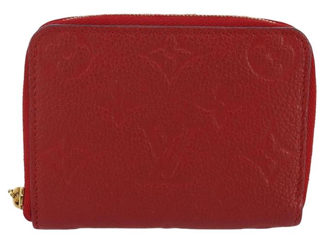 LOUIS VUITTON Monogram Empreinte Zippy Coin Purse Wallet Red M63696 Auth 205146M Rouge - vue 13