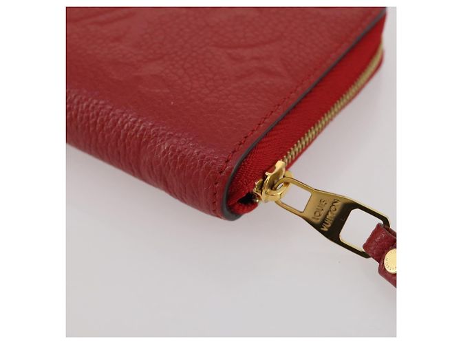 LOUIS VUITTON Monogram Empreinte Zippy Coin Purse Wallet Red M63696 Auth 205146M Rouge - vue 16