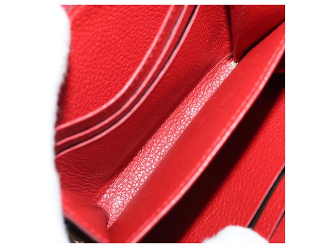 LOUIS VUITTON Monogram Empreinte Zippy Coin Purse Wallet Red M63696 Auth 205146M Rouge - vue 18