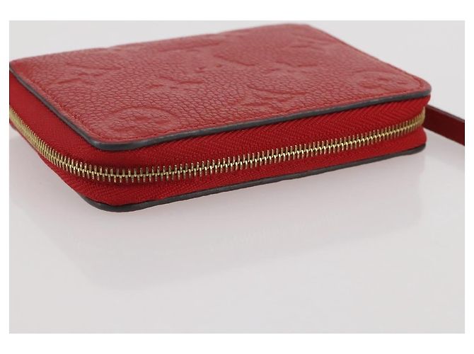 LOUIS VUITTON Monogram Empreinte Zippy Coin Purse Wallet Red M63696 Auth 205146M Rouge - vue 5