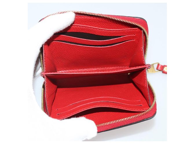 LOUIS VUITTON Monogram Empreinte Zippy Coin Purse Wallet Red M63696 Auth 205146M Rouge - vue 9
