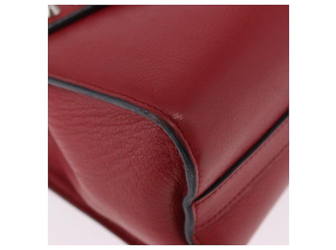 Bolso de hombro con cadena PRADA de cuero rojo plata Auth ka6268V Roja - vista 15