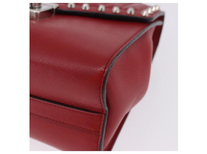 Bolso de hombro con cadena PRADA de cuero rojo plata Auth ka6268V Roja - vista 16