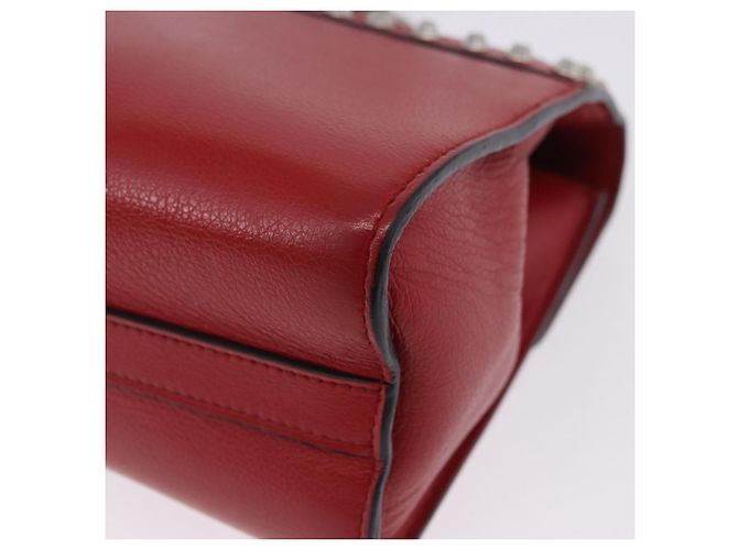 Bolso de hombro con cadena PRADA de cuero rojo plata Auth ka6268V Roja - vista 18