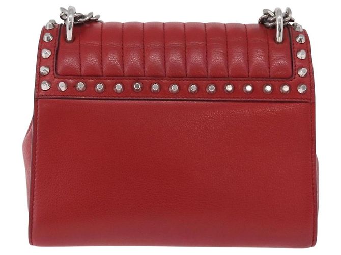 Bolso de hombro con cadena PRADA de cuero rojo plata Auth ka6268V Roja - vista 2