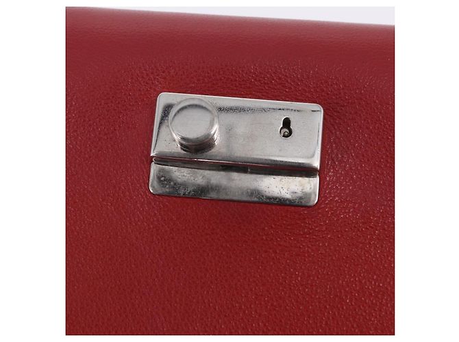 Bolso de hombro con cadena PRADA de cuero rojo plata Auth ka6268V Roja - vista 21