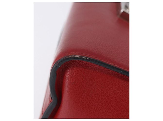Bolso de hombro con cadena PRADA de cuero rojo plata Auth ka6268V Roja - vista 4