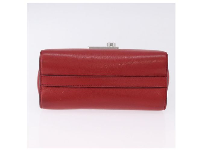 Bolso de hombro con cadena PRADA de cuero rojo plata Auth ka6268V Roja - vista 6