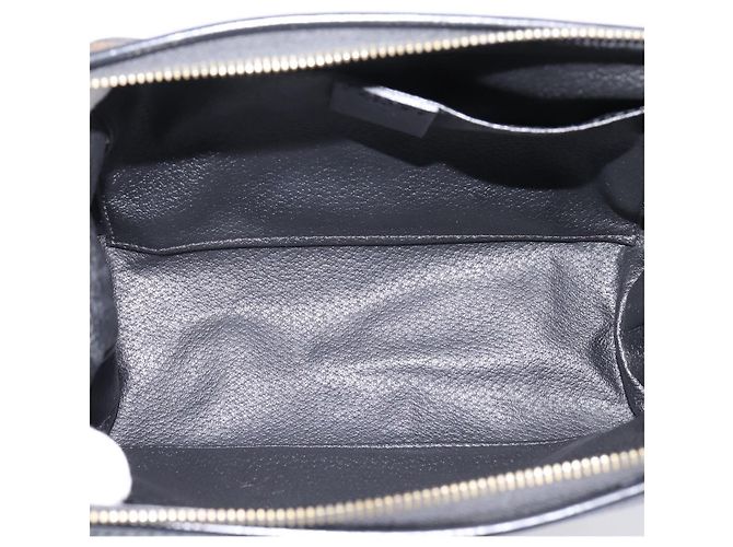 Céline CELINE Macadam Canvas Pouch PVC Leather Black Gold Tone Auth am12663V - view 10