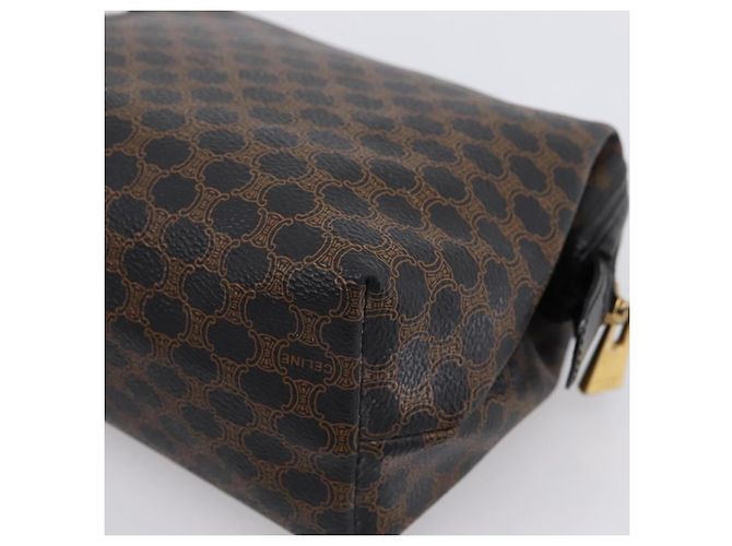 Céline CELINE Macadam Canvas Pouch PVC Leather Black Gold Tone Auth am12663V - view 15