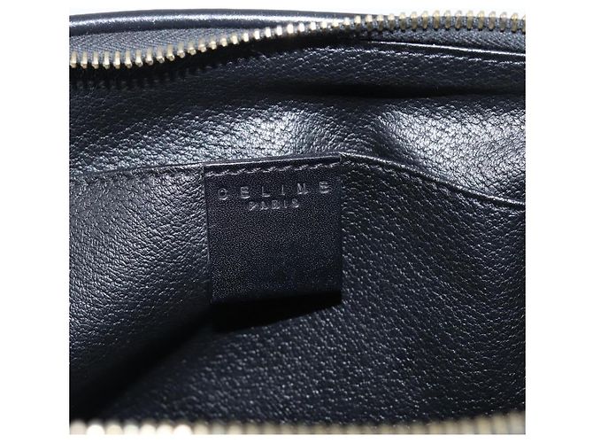 Céline CELINE Macadam Canvas Pouch PVC Leather Black Gold Tone Auth am12663V - view 18