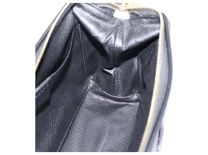 Céline CELINE Macadam Canvas Pouch PVC Leather Black Gold Tone Auth am12663V - view 19