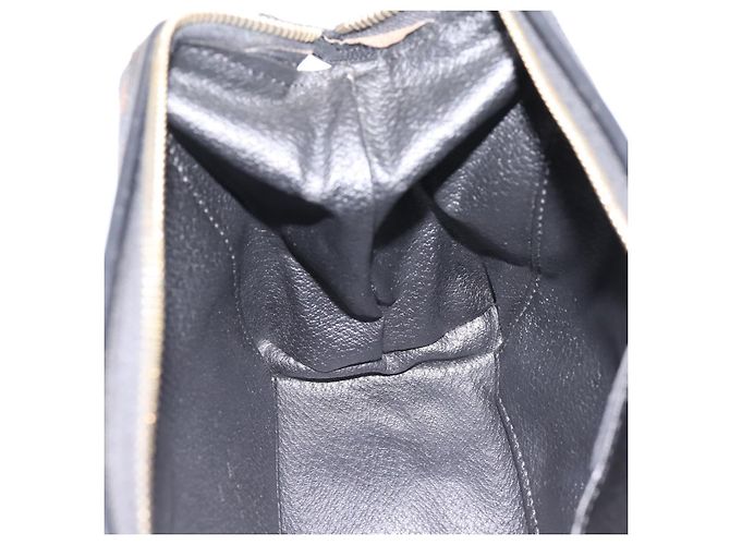 Céline CELINE Macadam Canvas Pouch PVC Leather Black Gold Tone Auth am12663V - view 20