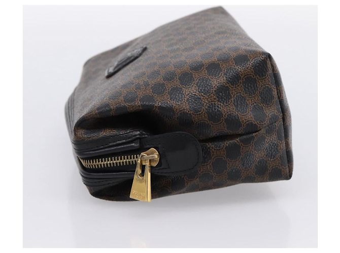 Céline CELINE Macadam Canvas Pouch PVC Leather Black Gold Tone Auth am12663V - view 3