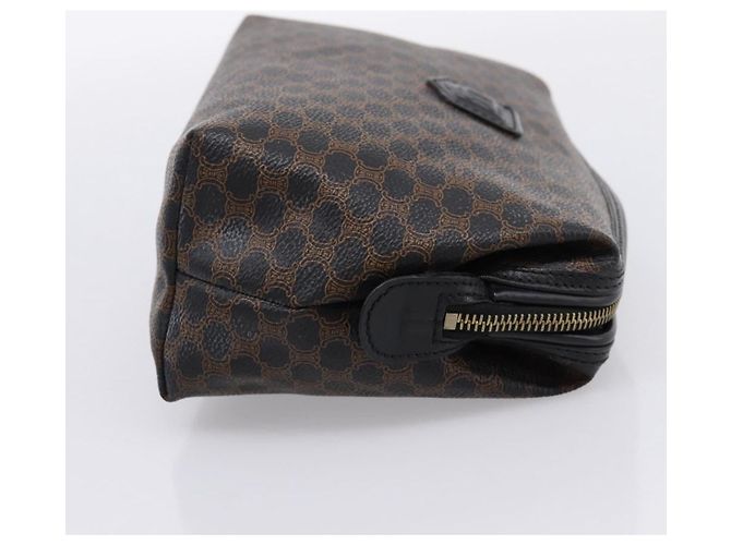 Céline CELINE Macadam Canvas Pouch PVC Leather Black Gold Tone Auth am12663V - view 4
