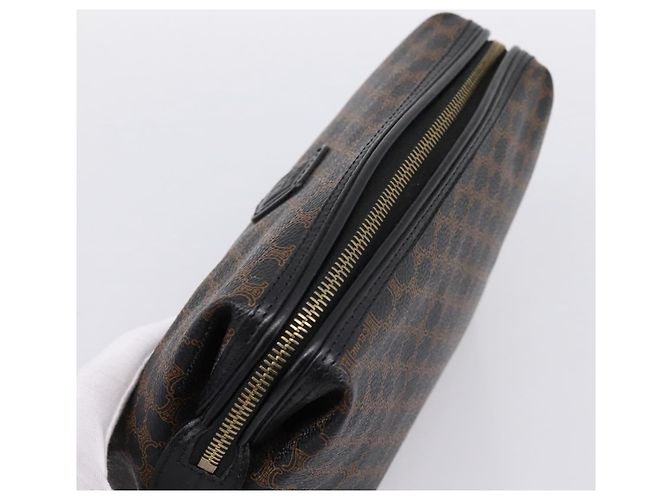 Céline CELINE Macadam Canvas Pouch PVC Leather Black Gold Tone Auth am12663V - view 5