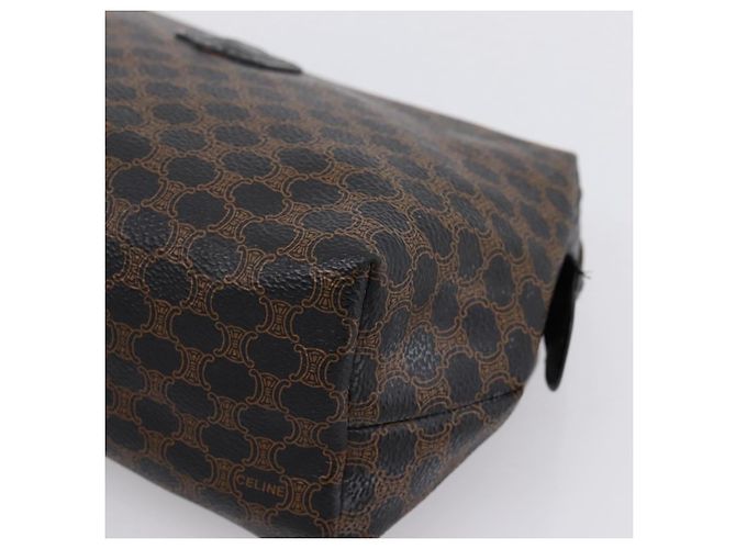 Céline CELINE Macadam Canvas Pouch PVC Leather Black Gold Tone Auth am12663V - view 7