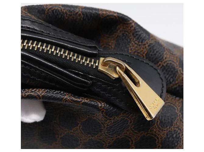 Céline CELINE Macadam Canvas Pouch PVC Leather Black Gold Tone Auth am12663V - view 8