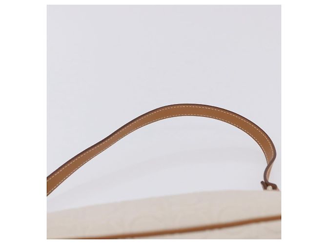 Pouch accessori Salvatore Ferragamo Gancini PVC Canvas White Gold Auth 204147 Bianco D'oro - vista 15