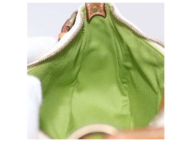 Pouch accessori Salvatore Ferragamo Gancini PVC Canvas White Gold Auth 204147 Bianco D'oro - vista 24