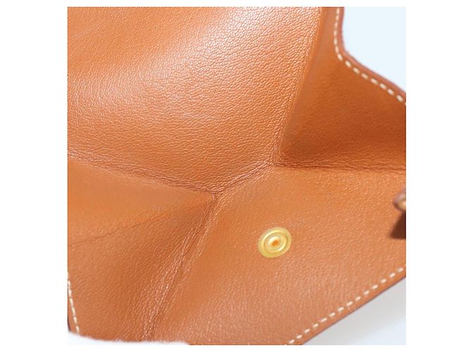 Hermès HERMES Revan Cattle Coin Purse Leather Brown Gold Auth 204773M Golden - view 10