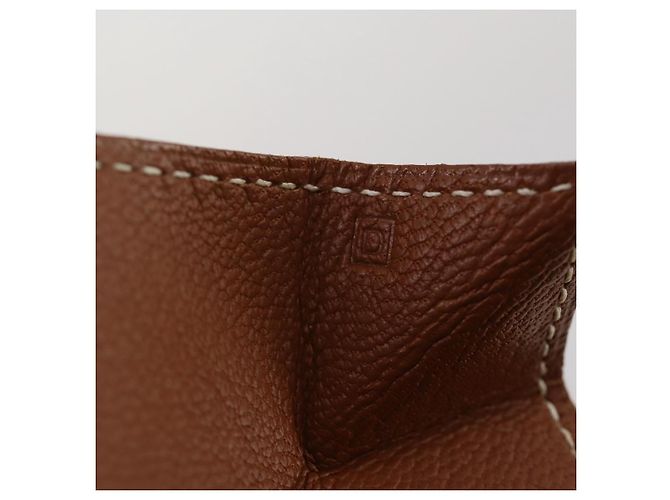 Hermès HERMES Revan Cattle Coin Purse Leather Brown Gold Auth 204773M Golden - view 12