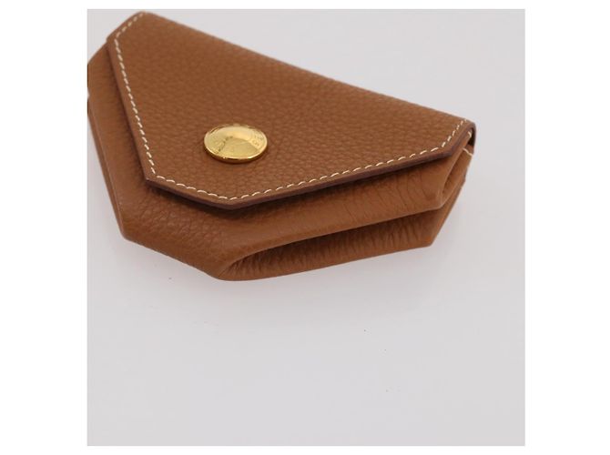 Hermès HERMES Revan Cattle Coin Purse Leather Brown Gold Auth 204773M Golden - view 14