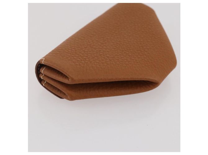 Hermès HERMES Revan Cattle Coin Purse Leather Brown Gold Auth 204773M Golden - view 15
