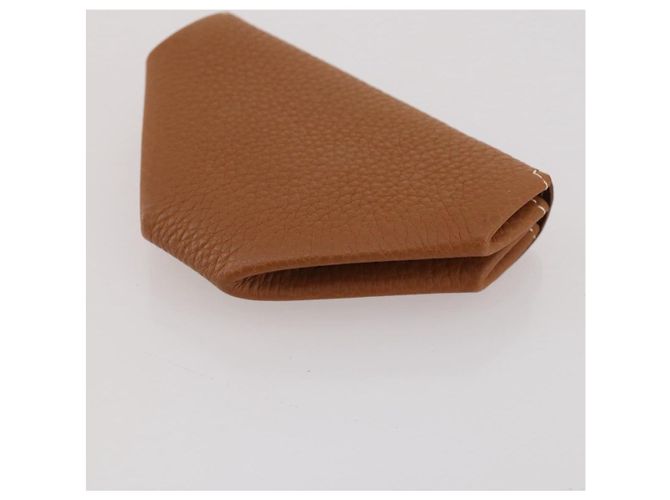 Hermès HERMES Revan Cattle Coin Purse Leather Brown Gold Auth 204773M Golden - view 16