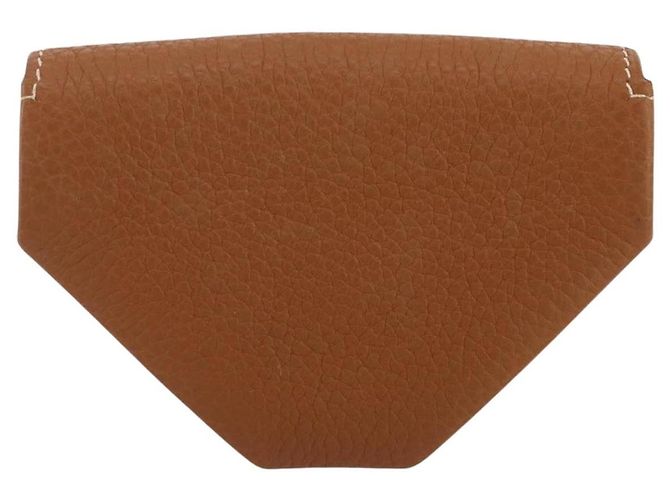 Hermès HERMES Revan Cattle Coin Purse Leather Brown Gold Auth 204773M Golden - view 2