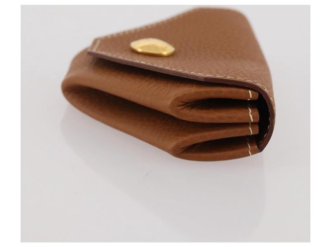 Hermès HERMES Revan Cattle Coin Purse Leather Brown Gold Auth 204773M Golden - view 3