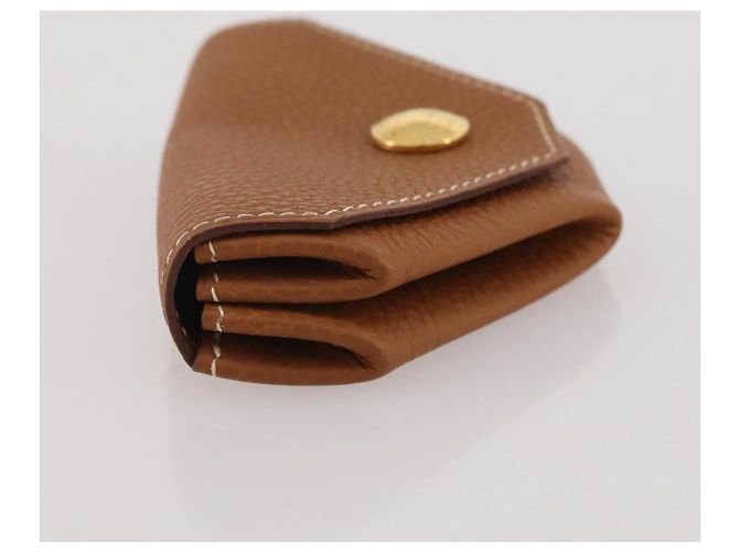 Hermès HERMES Revan Cattle Coin Purse Leather Brown Gold Auth 204773M Golden - view 4