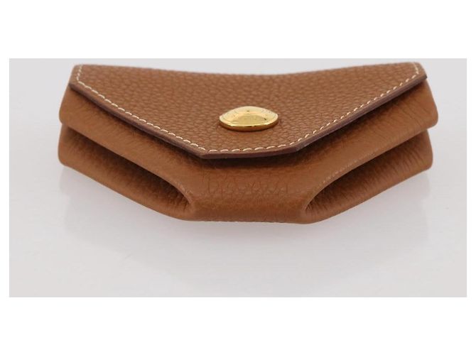 Hermès HERMES Revan Cattle Coin Purse Leather Brown Gold Auth 204773M Golden - view 6