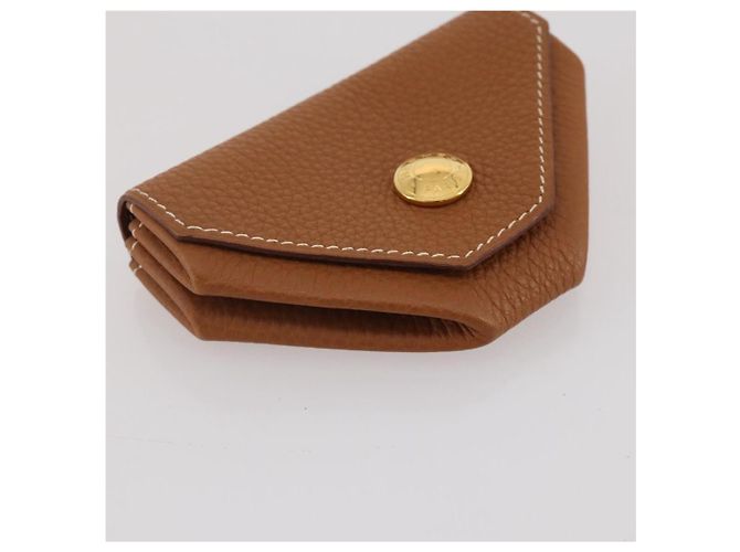 Hermès HERMES Revan Cattle Coin Purse Leather Brown Gold Auth 204773M Golden - view 7