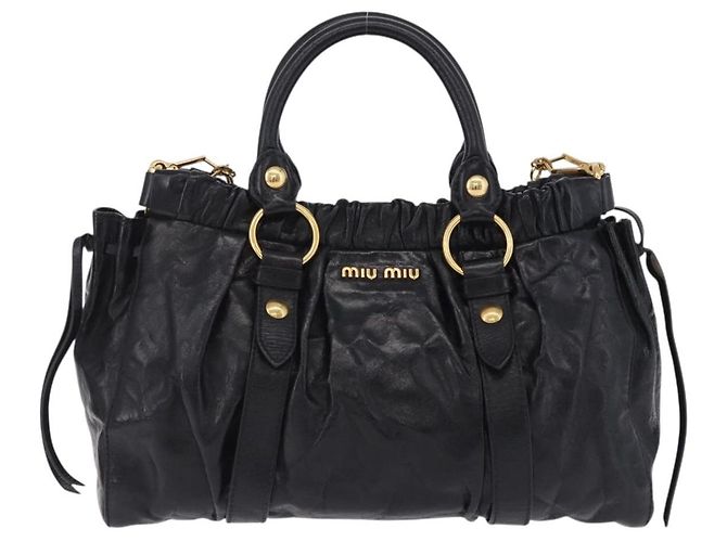 Borsa a mano Miu Miu in pelle 2way nera tono oro Auth 167594SAM Nero - vista 13