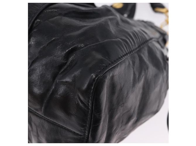 Borsa a mano Miu Miu in pelle 2way nera tono oro Auth 167594SAM Nero - vista 18